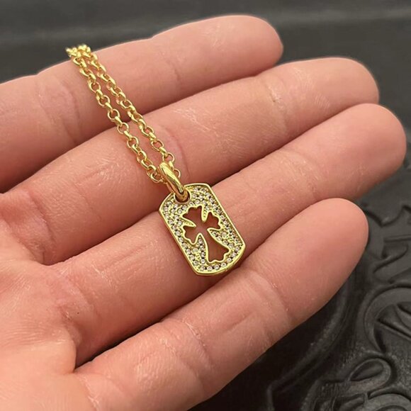 Chrome Hearts Hollow Diamond Cross Necklace - Picture 7 of 7